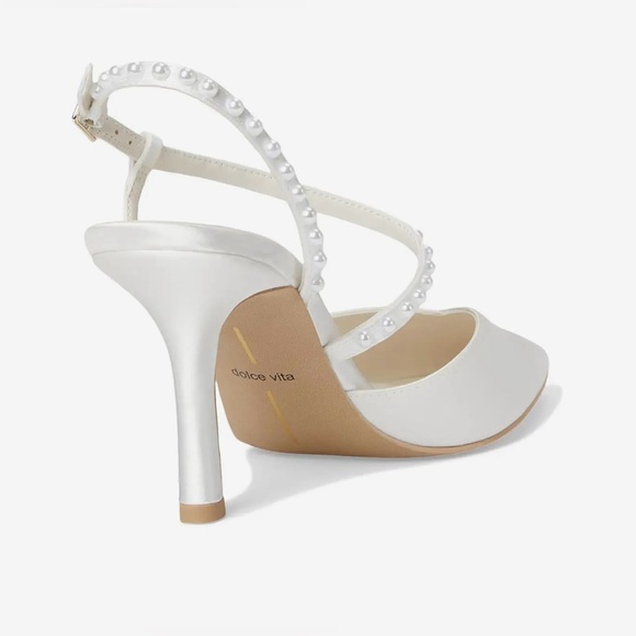 DOLCE VITA Women's KAMRA PEARL Satin White Heels Size 7.5 - Picture 4 of 8